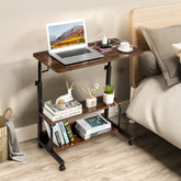 Haoyye Brown Oak P2 Particle Board Adjustable Computer Desk with Melamine Coating, Featuring Three USB and Two AC Outlets, Ergonomic Height Adjustment for Personalized Comfort