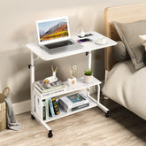Haoyye White Oak P2 Particle Board Adjustable Computer Desk With Melamine Coating, Featuring Three USB And Two AC Outlets And Ergonomic Height Adjustment For Maximum Comfort.