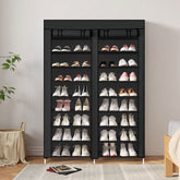 HAOYYE Double Row 10-Tier Non-Woven Fabric Shoe Cabinet with Durable Iron Frame and Plastic Connectors, Space-Saving Black Shoe Organizer for Bedroom Entryway Hallway Closet Storage