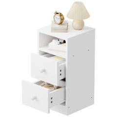 DE Direct HAOYYE 2PCS Night Stand with Two Drawer White Modern Bedside Table for Bedroom Living Room Dorm Space-Saving Minimalist Style End Table with Storage Cabinet