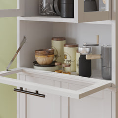 HAOYYE Modern White Display Cabinet with 5 Doors and 5 Shelves Storage Organizer Freestanding Storage Cabinet with Spray Painted Finish for Living Room Entryway Office Hallway Stylish Home Furniture