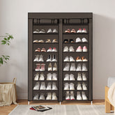 HAOYYE Double Row 10-Tier Non-Woven Fabric Shoe Cabinet with Sturdy Iron Frame and Durable Plastic Connectors, Space-Saving Brown Shoe Organizer for Entryway Closet Bedroom Hallway Storage