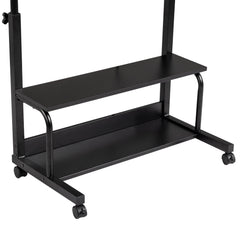 Haoyye Black Oak P2 Particle Board Adjustable Computer Desk with Melamine Coating, 3 USB and 2 AC Outlets, Ergonomic Height Adjustment