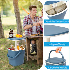 Haoyye Outdoor Cooler Table, Portable Patio Cooler Side Table With Handle, Built-in Bottle Opener, Lift Top Lid, All-Weather Resistant Ice Cool Bar, Ideal For Camping, Picnics, Beaches, Pools, Or Parties