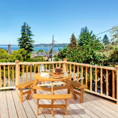 HAOYYE Outdoor Circular Wooden Picnic Table with 3 Built-In Benches, 6-Person Seating, Perfect for Porch, Backyard, Patio, Lawn, and Garden