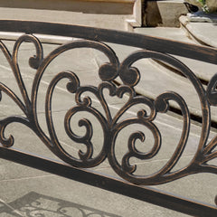 HAOYYE Butterfly Back Cross Feet Bronze Iron Bench, Sturdy Outdoor Seating, Ideal for Patios, Gardens, and Porches