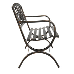 HAOYYE Butterfly Back Cross Feet Bronze Iron Bench, Sturdy Outdoor Seating, Ideal for Patios, Gardens, and Porches