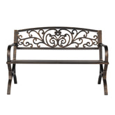 HAOYYE Butterfly Back Cross Feet Bronze Iron Bench, Sturdy Outdoor Seating, Ideal for Patios, Gardens, and Porches