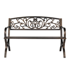 HAOYYE Butterfly Back Cross Feet Bronze Iron Bench, Sturdy Outdoor Seating, Ideal for Patios, Gardens, and Porches