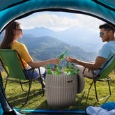 Haoyye Outdoor Cooler Table, Portable Ice Chest With Built-in Handle, Multifunctional Cocktail Side Table With Lid And Drain, All-Weather Resistant Ice Cool Bar, Ideal For Camping, Picnics, Beaches, Pools, Or Parties