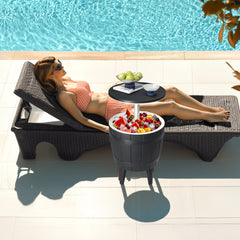 HAOYYE Outdoor Cooler Table, Height-Adjustable Cool Bar with 10 Gallon Beer and Wine Cooler, All-Weather Resistant Patio Ice Bar for Deck, Pool Party, or Backyard, Stylish and Functional Outdoor Beverage Station