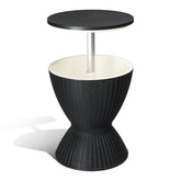 HAOYYE Outdoor Cooler Table, Height-Adjustable Patio Ice Bar With 8 Gallon Beer And Wine Storage, Weather-Resistant Cool Bar For Deck And Pool Parties, Black