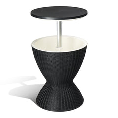 HAOYYE Outdoor Cooler Table, Height-Adjustable Patio Ice Bar With 8 Gallon Beer And Wine Storage, Weather-Resistant Cool Bar For Deck And Pool Parties, Black