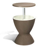 HAOYYE Outdoor Height-Adjustable Cooler Table, 8-Gallon Beer and Wine Cooler, All-Weather Resistant Patio Ice Bar for Deck and Pool Parties, Coffee Color