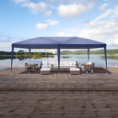 HAOYYE 10x20ft Blue Waterproof Folding Tent with Adjustable Height and Carry Bag, Heavy Duty Portable Pop-Up Canopy for Outdoor Patio Camping Market Events Backyard Use