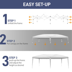 HAOYYE 20*10*8.5ft Waterproof Folding Tent with Carry Bag, White Outdoor Pop Up Canopy with Steel Frame, Adjustable Height, Easy Setup for Camping, Backyard, Patio, Party, Market, Portable Event Shelter