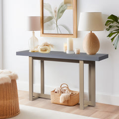 HAOYYE Modern Wood Console Table, Long Entryway Table for Hallway, Living Room, Foyer, and Bedroom, Sleek and Sturdy Sofa Table with Storage Space, Gray, Stylish Accent Furniture for Home Decor