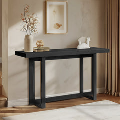 HAOYYE Modern Wood Console Table, Long Entryway Table for Hallway, Living Room, Foyer, and Bedroom, Sleek and Sturdy Sofa Table with Storage Space, Black, Stylish Accent Furniture for Home Decor