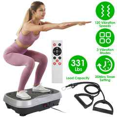 HAOYYE Black Vibration Exercise Machine with Resistance Bands and Remote Control Whole Body Vibration Platform for Home Fitness Training Weight Loss and Fat Burning
