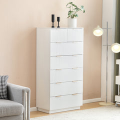 HAOYYE FCH White Seven-Drawer Cabinet, P2 Particle Board and Density Board Construction, Wavy Pattern Drawer Front, Six-Level Storage Solution for Bedroom, Closet, and Home Organization, Durable and Stylish Storage Cabinet