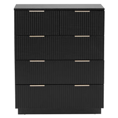 HAOYYE FCH Black 5-Drawer Storage Cabinet, 72cm Wide Chest of Drawers with Wavy Pattern Fronts, P2 Particle Board & Density Board Dresser, Modern 4-Tier Organizer for Bedroom, Living Room, or Office, Space-Saving Storage Unit