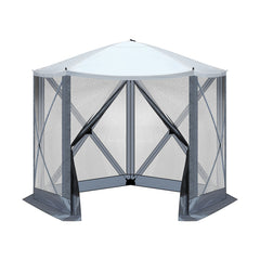 Haoyye Outdoor Pop-Up Camping Canopy, Lightweight and Portable, UV & Waterproof, with Mesh Sidewalls, Easy Setup for Patio, Backyard, or Camping, Provides 100 Sq. Ft. of Shade