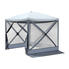 HAOYYE Outdoor Pop Up Camping Canopy Tent with Mesh Sidewalls Waterproof UV 50+ Oxford Fabric Portable Folding Shelter with Carrying Bag Fast Setup Hub Frame for Patio Beach Lawn and Outdoor Events