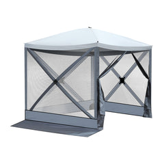 HAOYYE Outdoor Pop Up Camping Canopy Tent with Mesh Sidewalls Waterproof UV 50+ Oxford Fabric Portable Folding Shelter with Carrying Bag Fast Setup Hub Frame for Patio Beach Lawn and Outdoor Events