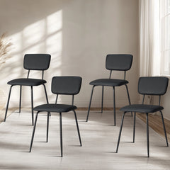 HAOYYE Modern Upholstered Dining Chair Set of 4, Comfortable Padded Seat, Stylish Design for Kitchen, Bar, Office, Black