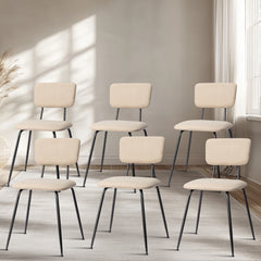 HAOYYE Set of 6 Modern Padded Dining Chairs with Iron Frame, Adjustable Foot Pads, Comfortable Cushioned Seats