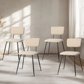 HAOYYE Modern Upholstered Dining Chair Set of 4, Comfortable Padded Seat, Stylish Design for Kitchen, Bar, Office, White