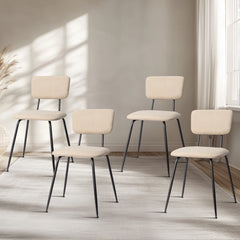 HAOYYE Modern Upholstered Dining Chair Set of 4, Comfortable Padded Seat, Stylish Design for Kitchen, Bar, Office, White