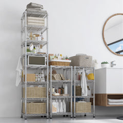 HAOYYE 8-Tier Heavy Duty Storage Shelves With Wheels, Adjustable Wire Shelving Unit For Garage And Pantry Storage, NSF Certified Commercial Metal Storage Rack With Sturdy 1344lbs Capacity