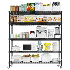 HAOYYE Heavy Duty Metal Shelving Unit With Wheels, Adjustable Storage Rack For Garage Or Pantry, NSF Certified Commercial Storage Shelf, High-Load Capacity, Sturdy Wire Shelving