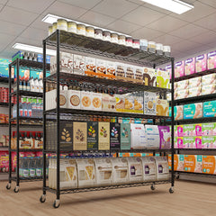 HAOYYE Heavy Duty Metal Shelving Unit With Wheels, Adjustable Storage Rack For Garage Or Pantry, NSF Certified Commercial Storage Shelf, High-Load Capacity, Sturdy Wire Shelving