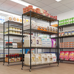 HAOYYE Heavy Duty Storage Shelves with Wheels: Commercial Grade Metal Wire Shelving Unit for Garage, Pantry and Commercial Storage. Features 800lbs Load Capacity, NSF Certification and Superior Durability for Organizing Tools