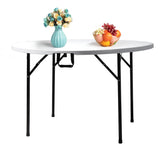 HAOYYE Round Folding Table, Outdoor Folding Utility Table in White, Durable and Lightweight, Ideal for Picnics, Parties, Events, and Outdoor Gatherings, Easy to Store and Transport