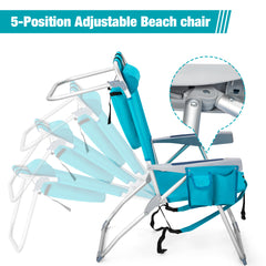 HAOYYE Heightened Oxford Cloth Beach Chair, Durable Aluminum Tube Frame, Supports Up To 100kg, Silver White And Mint Green, Lightweight And Comfortable For Outdoor Use
