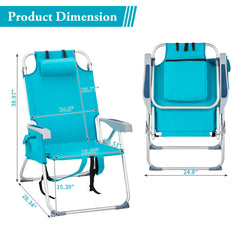 HAOYYE Heightened Oxford Cloth Beach Chair, Durable Aluminum Tube Frame, Supports Up To 100kg, Silver White And Mint Green, Lightweight And Comfortable For Outdoor Use