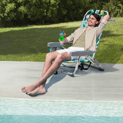 HAOYYE Compact Oxford Cloth Beach Chair, Durable Aluminum Tube Frame, Supports Up To 100kg, Silver White And Lemon, Lightweight And Comfortable For Outdoor Use