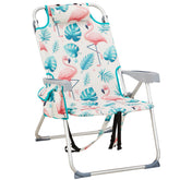 HAOYYE Lightweight Folding Beach Chair, Heightened Oxford Cloth With Sturdy Aluminum Frame, Portable And Comfortable Outdoor Lounge Chair, Flamingo Pattern