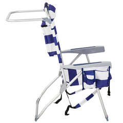 HAOYYE Lightweight Folding Beach Chair, Heightened Design With Durable Oxford Fabric And Sturdy Aluminum Frame, Comfortable Portable Outdoor Lounge Chair, Blue Stripes