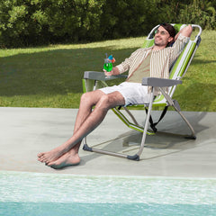 HAOYYE Lightweight Folding Beach Chair, Heightened Oxford Cloth With Sturdy Aluminum Frame, Comfortable Portable Outdoor Lounge Chair, Green Stripes