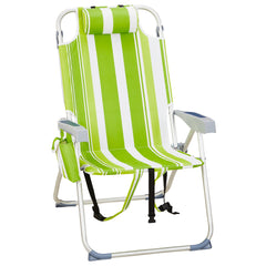 HAOYYE Lightweight Folding Beach Chair, Heightened Oxford Cloth With Sturdy Aluminum Frame, Comfortable Portable Outdoor Lounge Chair, Green Stripes