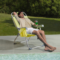 HAOYYE Lightweight Folding Beach Chair, Oxford Cloth With Sturdy Aluminum Frame, Portable And Durable Outdoor Lounge Chair, Yellow