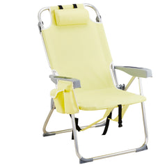 HAOYYE Lightweight Folding Beach Chair, Oxford Cloth With Sturdy Aluminum Frame, Portable And Durable Outdoor Lounge Chair, Yellow