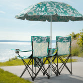 Haoyye Portable 2-Seat Folding Chair With Removable Sun Umbrella And Built-In Cup Holders – A Sturdy, Lightweight Outdoor Camping Bench For Beach, Picnic, Patio And Outdoor Adventures