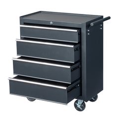 HAOYYE Heavy Duty Single Bottom Cabinet Instrument Cart with Four Drawers Black Steel Medical Storage Cart Rolling Utility Cart with 330lb Capacity Durable Mobile Storage Solution for Clinic Workshop Lab