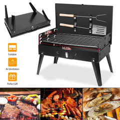 HAOYYE Portable Charcoal Grill Foldable BBQ Suitcase with Shelf for Outdoor Camping Picnics Garden Grilling Easy Setup Lightweight and Compact Design Perfect for Tailgates and Backyard Cookouts