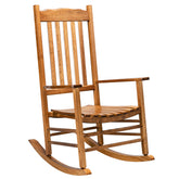HAOYYE Square Wooden Rocking Chair with Wavy Backboard, Sturdy and Elegant Rocker for Patio, Porch, Garden, or Balcony, Comfortable and Durable Design for Relaxation and Outdoor Enjoyment